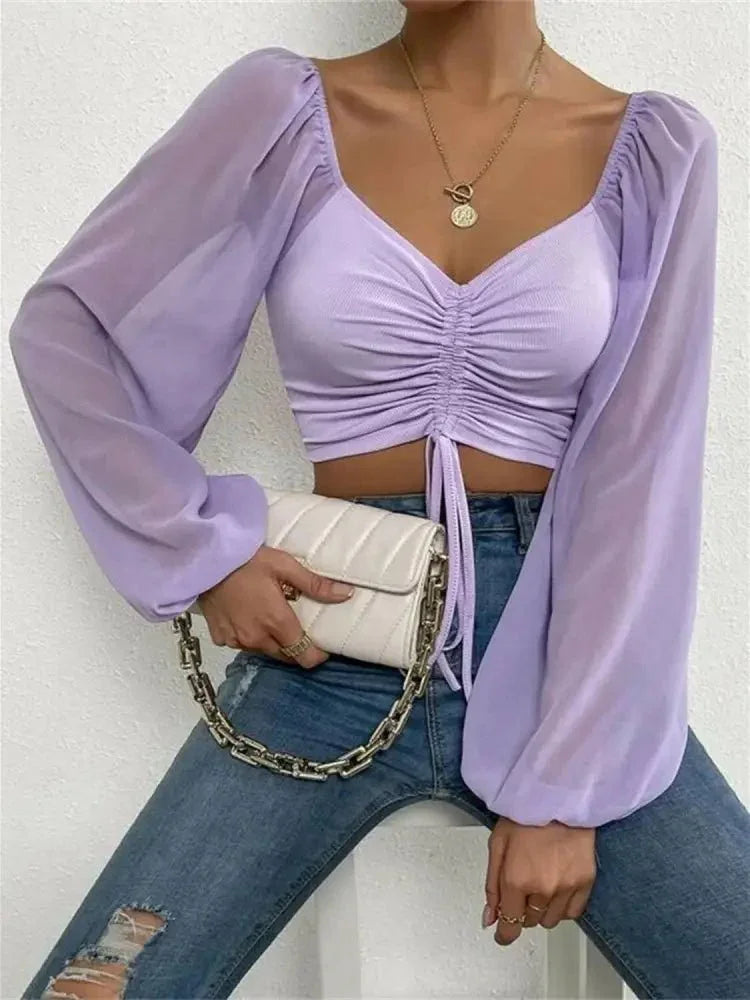 Drawstring Sweetheart Neck Cropped Top - Update AvenueTrendsi100101371356101100101371356101ba097cb670ee4227ac08f3cda5c4fb97 - MaxLavender