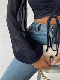 Drawstring Sweetheart Neck Cropped Top - Update AvenueTrendsi1001013713583481001013713583485bcac2eb37324e51bd7e8f5baffe1f61 - MaxDark Navy