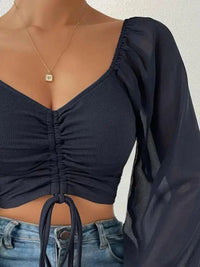 Drawstring Sweetheart Neck Cropped Top - Update AvenueTrendsi1001013713583481001013713583485735e87f45f04288b9c4eb27b0fe2409 - MaxDark Navy