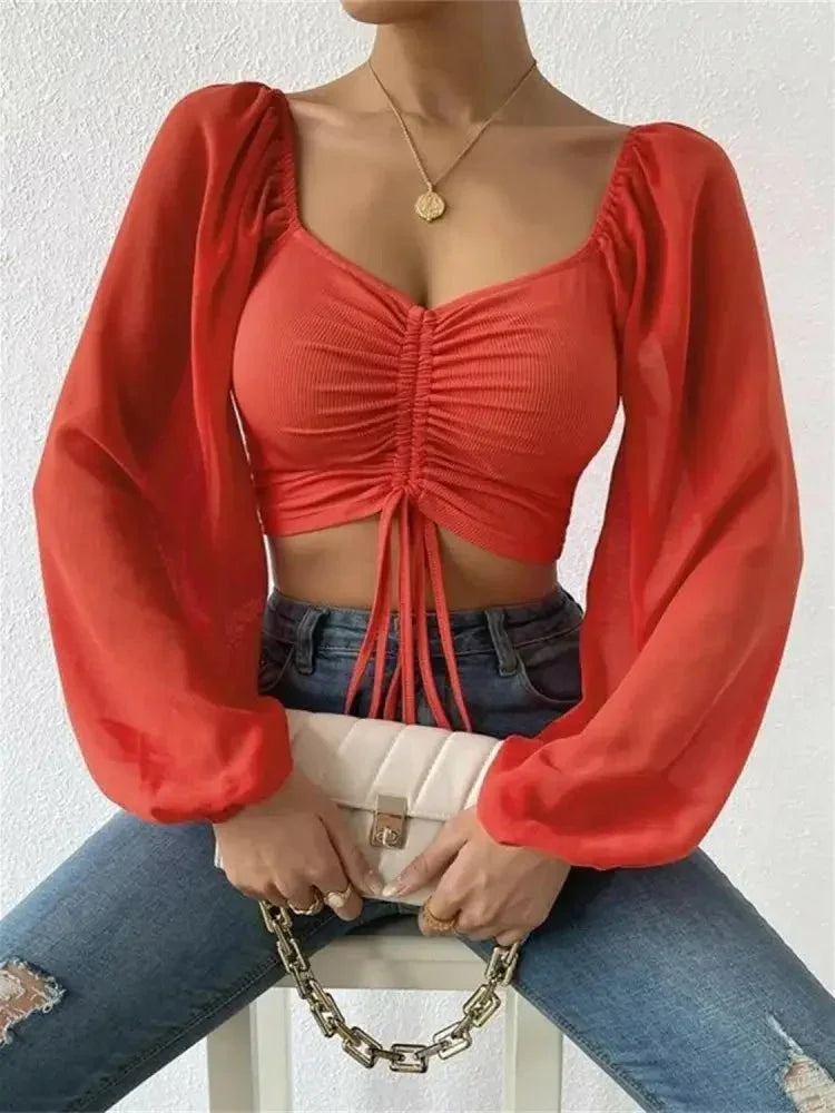 Drawstring Sweetheart Neck Cropped Top - Update AvenueTrendsi100101371358564100101371358564c001aa184ad14625abaf56c36464ffa6 - MaxRed Orange