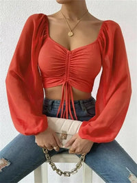 Drawstring Sweetheart Neck Cropped Top - Update AvenueTrendsi100101371358564100101371358564c001aa184ad14625abaf56c36464ffa6 - MaxRed Orange