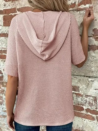 Drawstring Waffle - Knit Short Sleeve Hooded Top - Update AvenueT-ShirtsTrendsi1001004651611651001004651611657353ac22 - 5945 - 49a5 - b903 - 6468a5721f98 - Max - OriginDusty Pink
