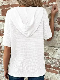 Drawstring Waffle - Knit Short Sleeve Hooded Top - Update AvenueT-ShirtsTrendsi100100465161958100100465161958123ca117 - 9e84 - 4c2c - b056 - a720d498ecff - Max - OriginWhite