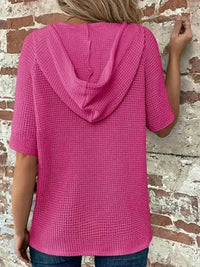 Drawstring Waffle - Knit Short Sleeve Hooded Top - Update AvenueT-ShirtsTrendsi1001004651626081001004651626080548783d - 530d - 426a - b6e1 - 1050788bf286 - Max - OriginHot Pink