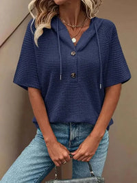 Drawstring Waffle - Knit Short Sleeve Hooded Top - Update AvenueT-ShirtsTrendsi1001004651631981001004651631980be190bc - a5da - 4d42 - a401 - fc131101b1ca - Max - OriginIndigo