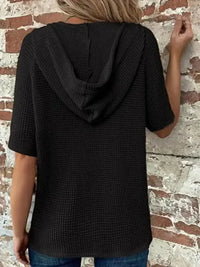 Drawstring Waffle - Knit Short Sleeve Hooded Top - Update AvenueT-ShirtsTrendsi100100465166938100100465166938c578e015 - 2a68 - 491a - 8821 - 59293f2819be - Max - OriginBlack