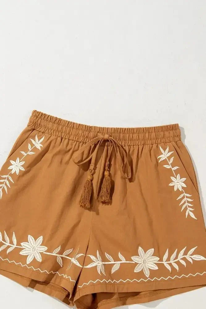 Embroidered Boho Tasseled Drawstring Elastic Waist Casual Shorts - Update AvenueBoho VibesTrendsi100100527693020100100527693020f2622b8c - 6e03 - 4b11 - b9e2 - 2f99c094fa80 - Max - OriginCaramel