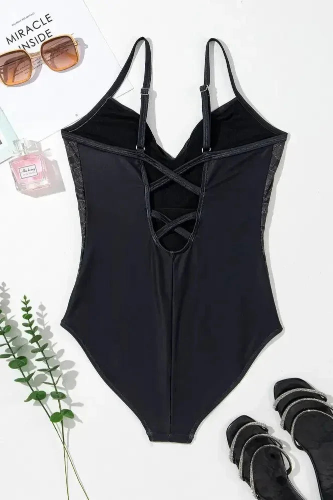 Embroidered V - Neck One - Piece Swimwear - Update AvenueTrendsi100100921461999100100921461999a52019cd - 4a66 - 4b25 - b782 - efb481245b80 - MaxBlack