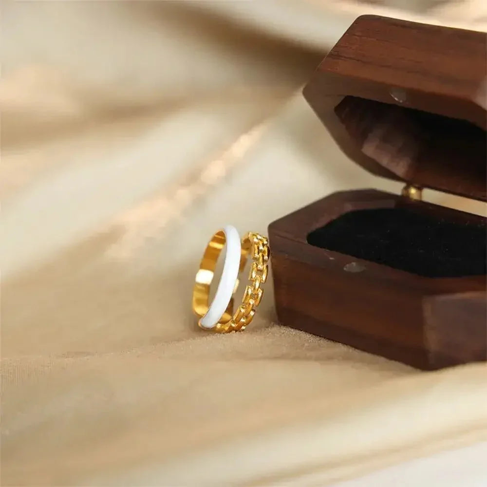 Enamel 18K Gold - Plated Open Ring - Update AvenueRingTrendsi100500934311024100500934311024Enamel 18K Gold - Plated Open RingGold