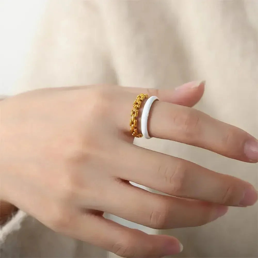 Enamel 18K Gold - Plated Open Ring - Update AvenueRingTrendsi100500934311024100500934311024Enamel 18K Gold - Plated Open RingGold