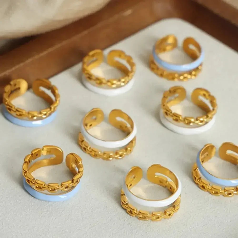 Enamel 18K Gold - Plated Open Ring - Update AvenueRingTrendsi100500934312763100500934312763Enamel 18K Gold - Plated Open RingSilver