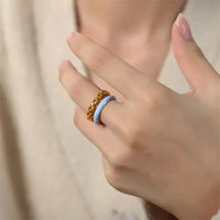 Enamel 18K Gold - Plated Open Ring - Update AvenueRingTrendsi100500934313357100500934313357Enamel 18K Gold - Plated Open RingLight Blue