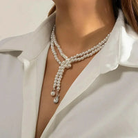 European and American cross - border jewelry niche DIY beaded geometric necklace imitation pearl retro creative water drop pendant necklace - Update AvenueUpdate Avenues211160675653001European and American cross - border jewelry niche DIY beaded geometric necklace imitation pearl retro creative water drop pendant necklaceWhite K 4666
