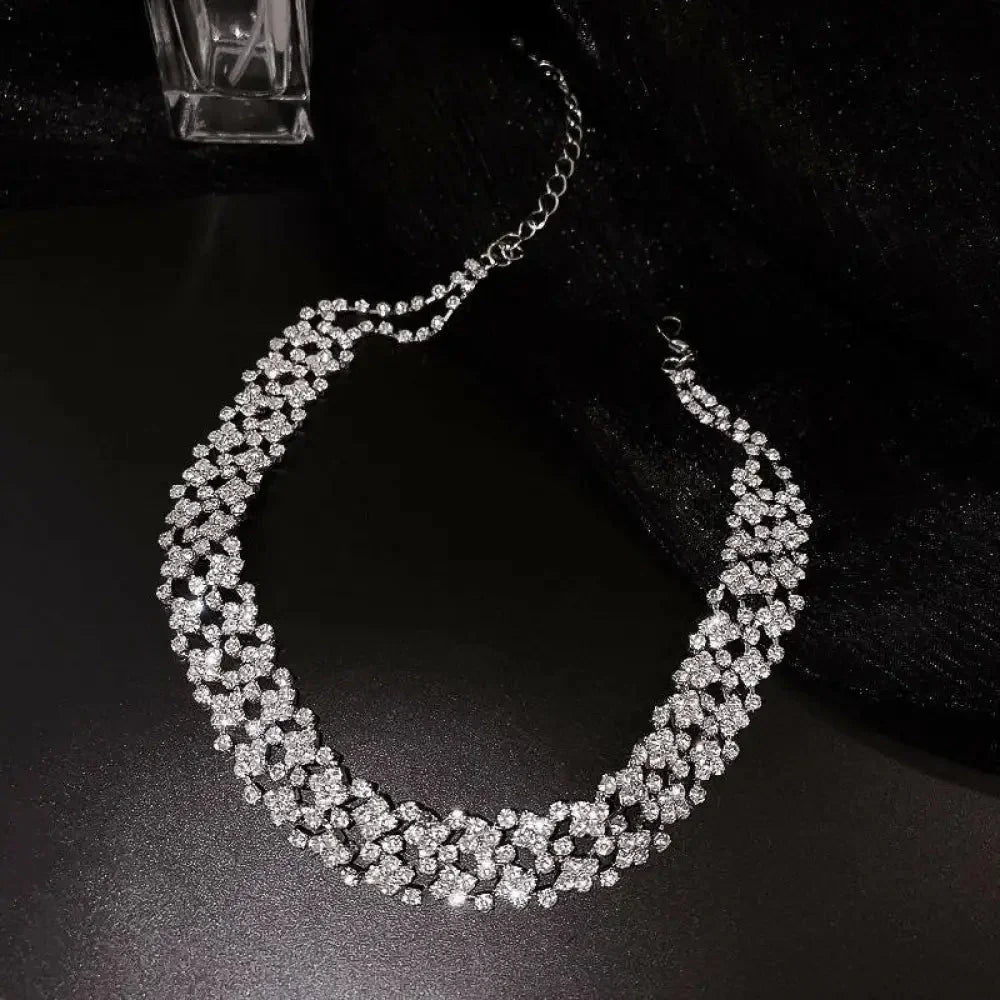 European and American simple full diamond necklace trendy fashion exaggerated personality clavicle chain net celebrity wholesale simple neck accessories women - Update AvenueUpdate Avenues211328819040001European and American simple full diamond necklace trendy fashion exaggerated personality clavicle chain net celebrity wholesale simple neck accessories women - Update AvenuesSilver