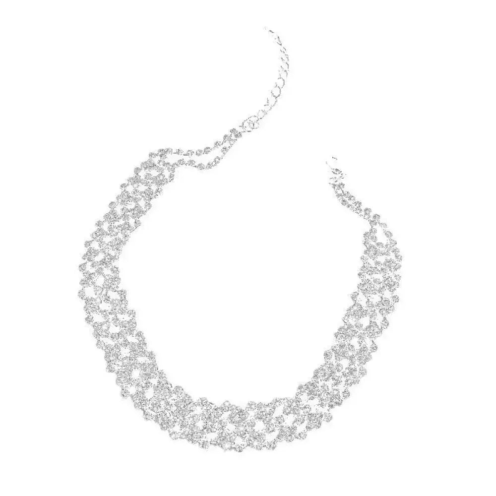 European and American simple full diamond necklace trendy fashion exaggerated personality clavicle chain net celebrity wholesale simple neck accessories women - Update AvenueUpdate Avenues211328819040001European and American simple full diamond necklace trendy fashion exaggerated personality clavicle chain net celebrity wholesale simple neck accessories womenSilver