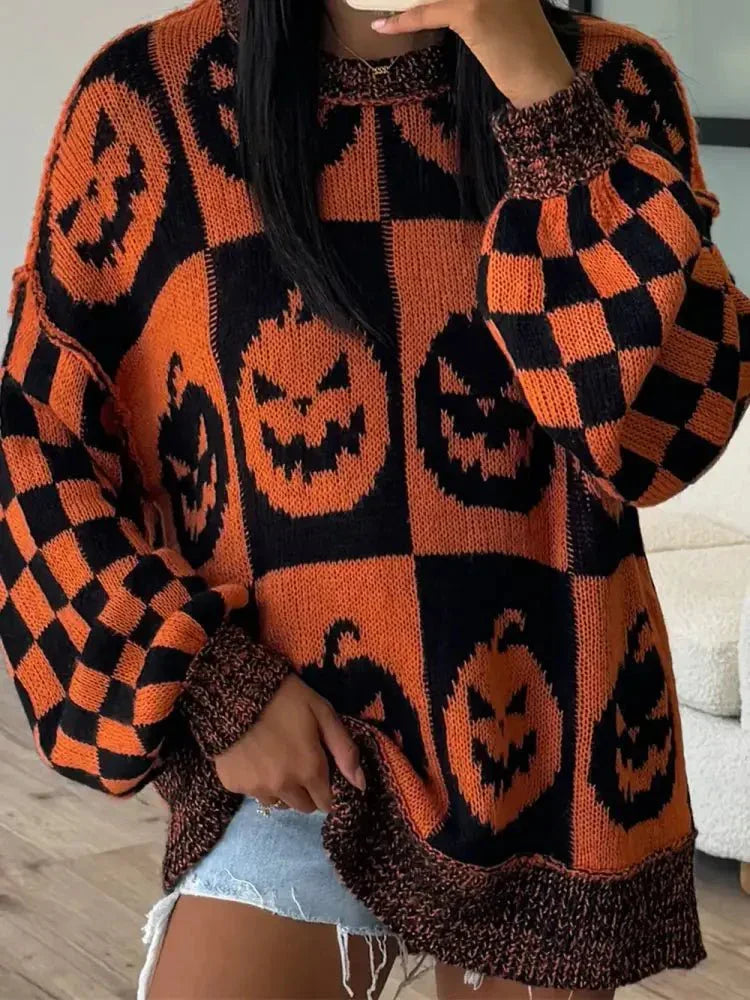 Exposed Seam Pumpkin Round Neck Long Sleeve Sweater - Update AvenueHalloweenTrendsi1001000506314261001000506314266a1582c0 - f0a5 - 4a21 - 95b7 - 1d399fea5234 - MaxOchre