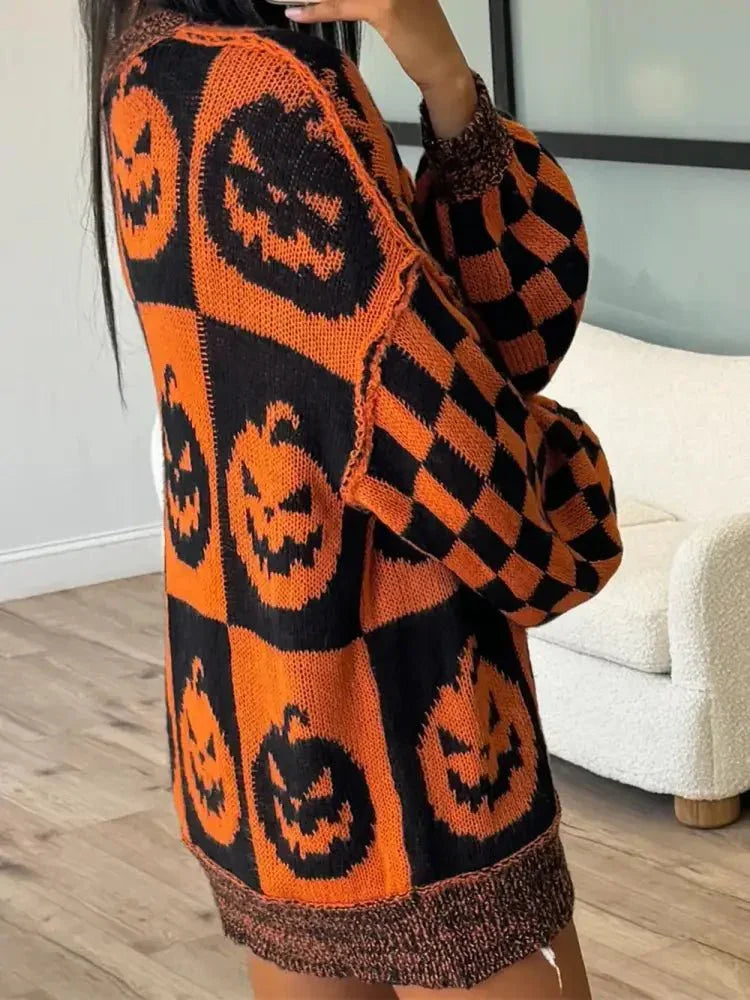 Exposed Seam Pumpkin Round Neck Long Sleeve Sweater - Update AvenueHalloweenTrendsi100100050631426100100050631426c02624d5 - 443c - 4e9f - 8298 - 0a6667fa3d5b - MaxOchre