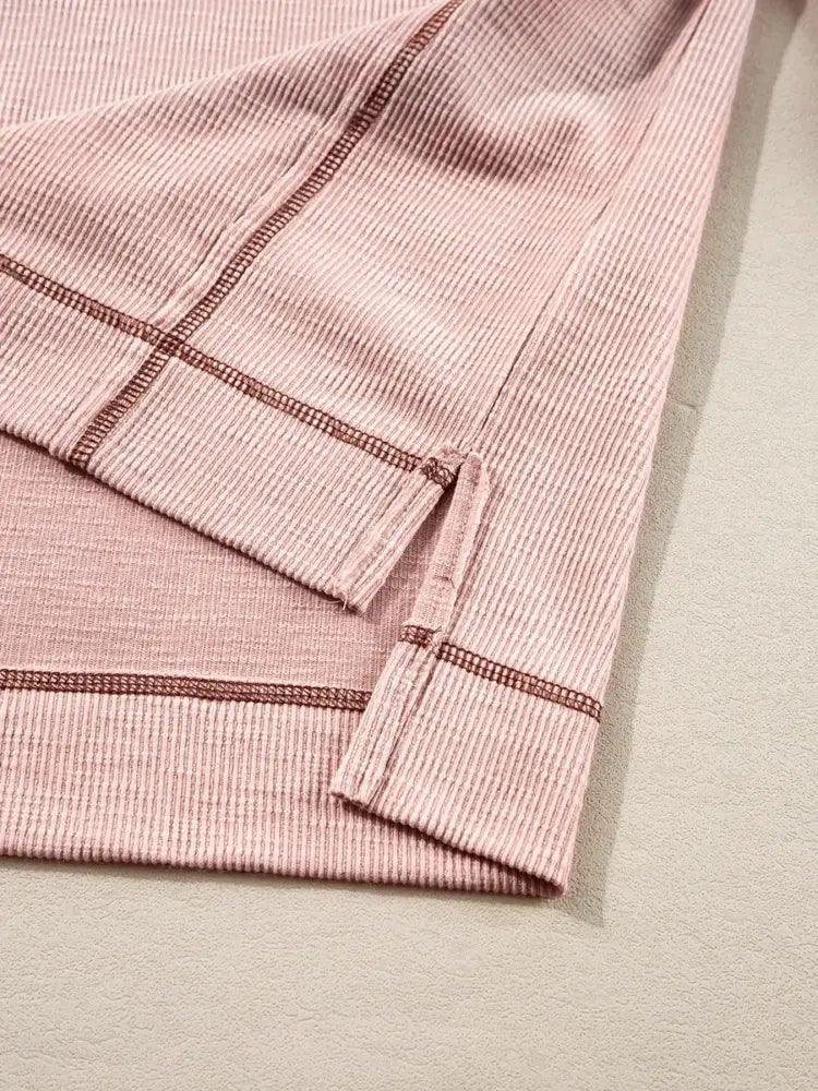 Exposed Seam Ribbed Knit V Neck Top - Update AvenueDaily EssentialsTrendsi100100144504692100100144504692c8dda76017f841dbacd936758e0a72bf - Max - OriginDusty Pink