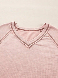 Exposed Seam Ribbed Knit V Neck Top - Update AvenueDaily EssentialsTrendsi1001001445046921001001445046921fc9ffd9b7904776933abfb214b7148f - Max - OriginDusty Pink