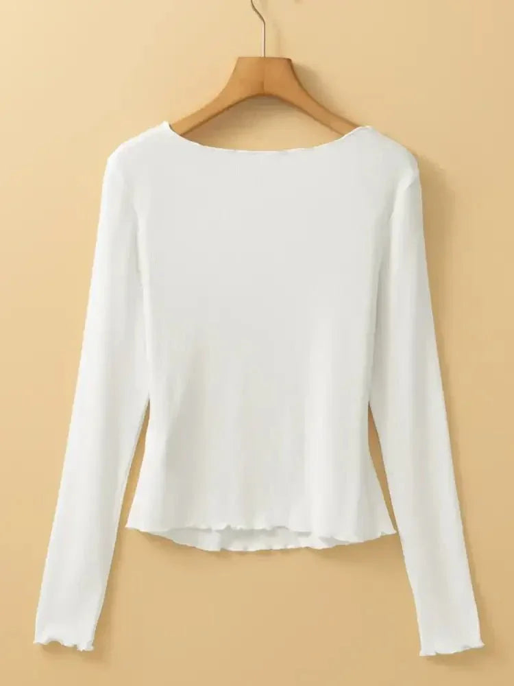 Exposed Seam Slim Fit Long Sleeve Top - Update AvenueT-ShirtsTrendsi100100070663306100100070663306eccb240f430b455085b4bfafa5b4a7fa - Max - OriginWhite