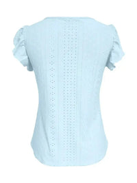Eyelet Button - Front Flutter Sleeve Top - Update AvenueT-ShirtsTrendsi100100536652033100100536652033317171697c1646f2adbd7463514935a1 - Max - OriginSky Blue