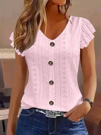Eyelet Button - Front Flutter Sleeve Top - Update AvenueT-ShirtsTrendsi100100536656567100100536656567f8ebccbb88c7460a9807b5adec764c44 - Max - OriginPink