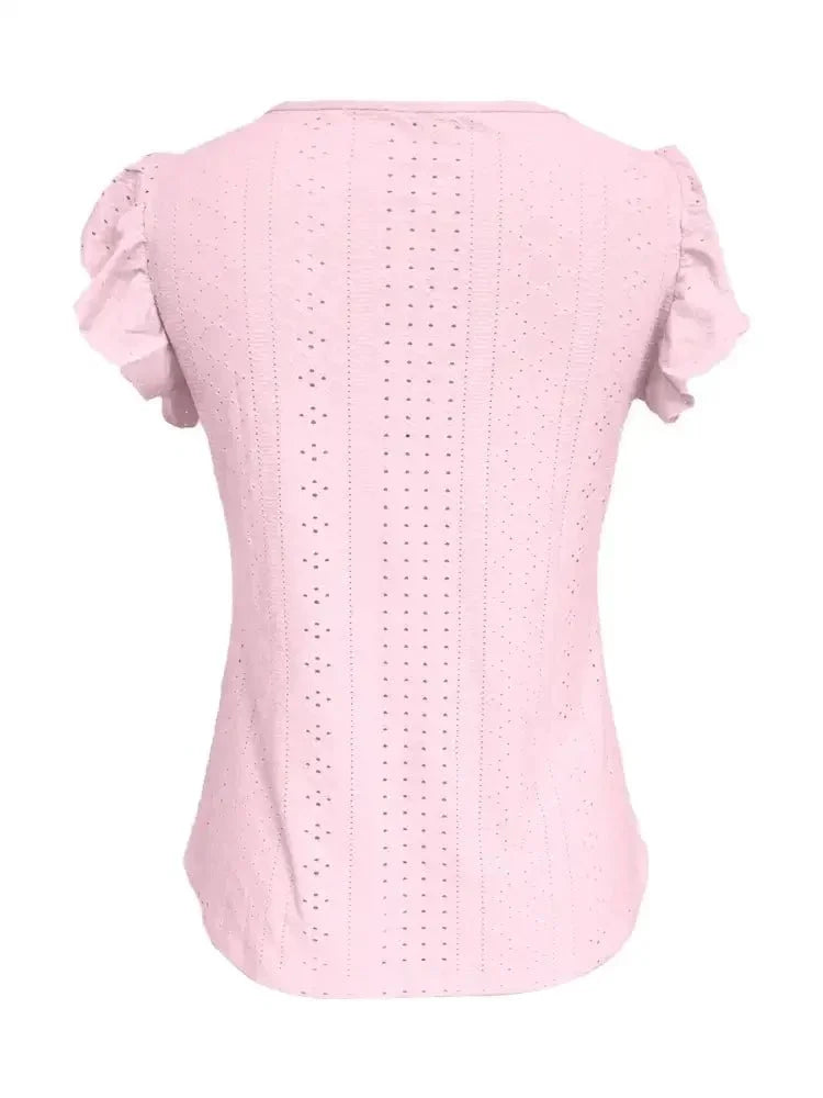 Eyelet Button - Front Flutter Sleeve Top - Update AvenueT-ShirtsTrendsi1001005366565671001005366565673d30de45 - d821 - 4582 - b83d - 844284f1017c - Max - OriginPink