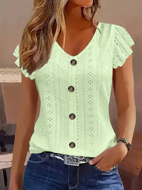 Eyelet Button - Front Flutter Sleeve Top - Update AvenueT-ShirtsTrendsi10010053665966910010053665966969c479e1 - 019c - 422e - ba4e - 7e44591bf8b0 - Max - OriginNeon Green