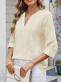 Eyelet Notched Roll - Tab Sleeve Top - Update AvenueT-ShirtsTrendsi100100517513606100100517513606ce367371 - cc42 - 43ed - bdd9 - 1338466f8683 - Max - OriginPastel Yellow