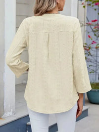 Eyelet Notched Roll - Tab Sleeve Top - Update AvenueT-ShirtsTrendsi100100517513606100100517513606b0c70a43 - 963a - 4bf9 - ac13 - a963d764161a - Max - OriginPastel Yellow
