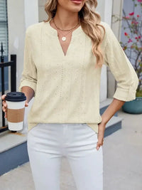 Eyelet Notched Roll - Tab Sleeve Top - Update AvenueT-ShirtsTrendsi1001005175136061001005175136067740acf1 - 172b - 4b17 - 9b89 - 116cb709ed80 - Max - OriginPastel Yellow