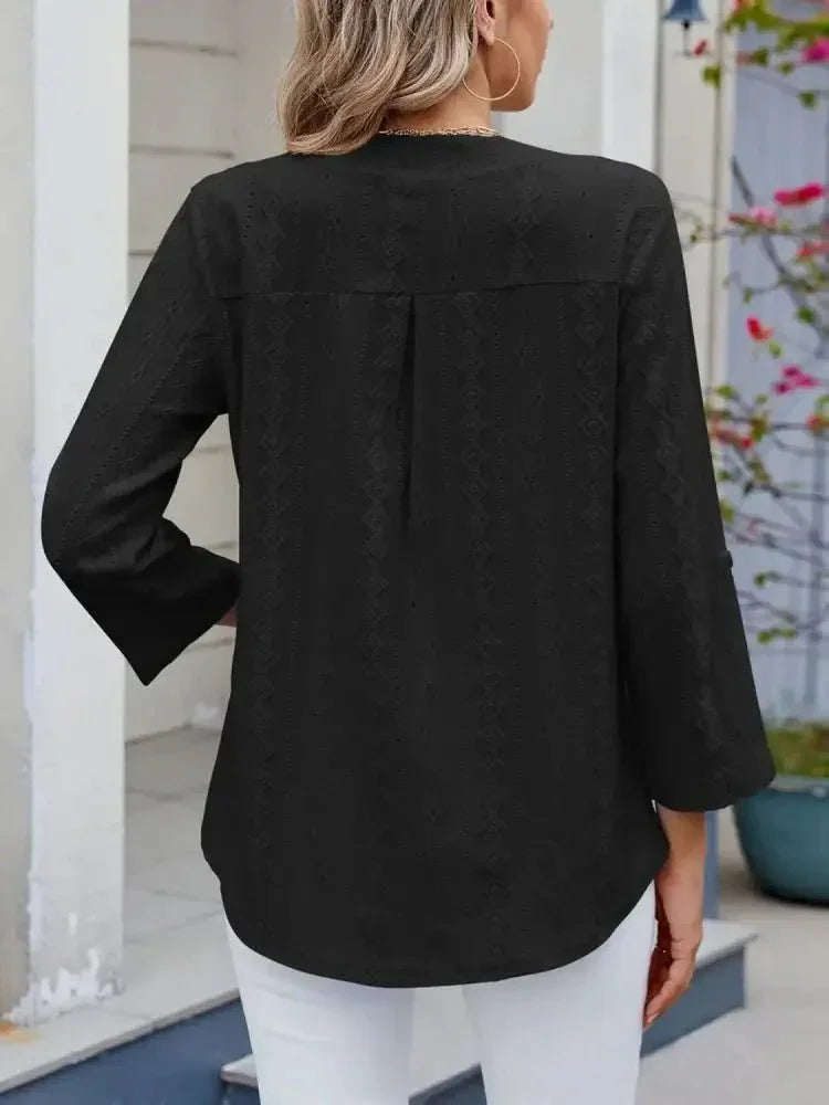 Eyelet Notched Roll - Tab Sleeve Top - Update AvenueT-ShirtsTrendsi100100517514825100100517514825fc85a732 - ebf8 - 424c - 8c34 - e91c9d1064ce - Max - OriginBlack