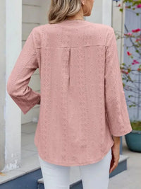 Eyelet Notched Roll - Tab Sleeve Top - Update AvenueT-ShirtsTrendsi10010051751582310010051751582368ddef18 - b711 - 4bd5 - 9a24 - 2e1c9b77e6c9 - Max - OriginDusty Pink