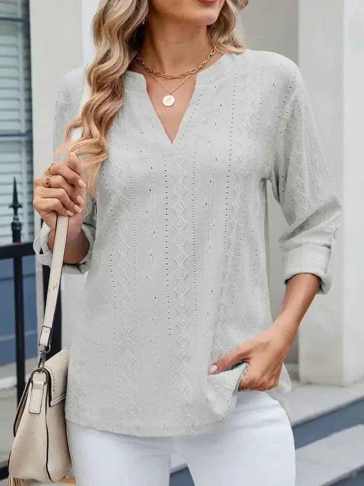 Eyelet Notched Roll - Tab Sleeve Top - Update AvenueT-ShirtsTrendsi1001005175188431001005175188433c90ae85 - d444 - 4243 - b2af - d5a35ab5d388 - Max - OriginLight Gray