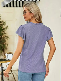 Eyelet Notched Short Sleeve T-Shirt - Update AvenueT-ShirtsTrendsi1001004530038311001004530038319a6369cd32cf4ac7817814bbb3db0607 - Max - OriginPurple
