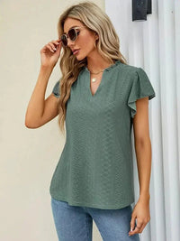 Eyelet Notched Short Sleeve T-Shirt - Update AvenueT-ShirtsTrendsi100100453008121100100453008121b642390b0c34485299bec56cf805e4f6 - Max - OriginGreen