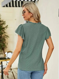 Eyelet Notched Short Sleeve T-Shirt - Update AvenueT-ShirtsTrendsi1001004530081211001004530081216a42eb6014204ee7a0bcbf2a636c279b - Max - OriginGreen