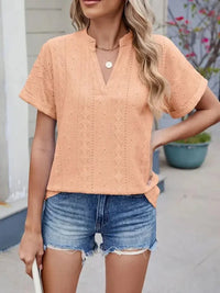 Eyelet Notched Short Sleeve Top - Update AvenueT-ShirtsTrendsi100100243823556100100243823556c4c8f84a - 4260 - 4112 - 99fd - 06655d9c77ca - Max - OriginSherbet