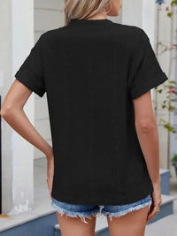 Eyelet Notched Short Sleeve Top - Update AvenueT-ShirtsTrendsi1001002438249031001002438249030a356a8a - eab2 - 4e98 - 921f - d7046bba9d62 - Max - OriginBlack
