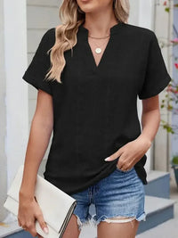 Eyelet Notched Short Sleeve Top - Update AvenueT-ShirtsTrendsi10010024382490310010024382490385958b22 - f1ef - 42ec - 8f65 - b84d2bd58f9c - Max - OriginBlack