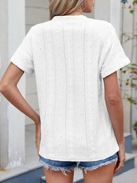 Eyelet Notched Short Sleeve Top - Update AvenueT-ShirtsTrendsi100100243826322100100243826322bb9ec5d2 - ec1c - 4228 - 93c5 - 33cb9f14cd1d - Max - OriginWhite