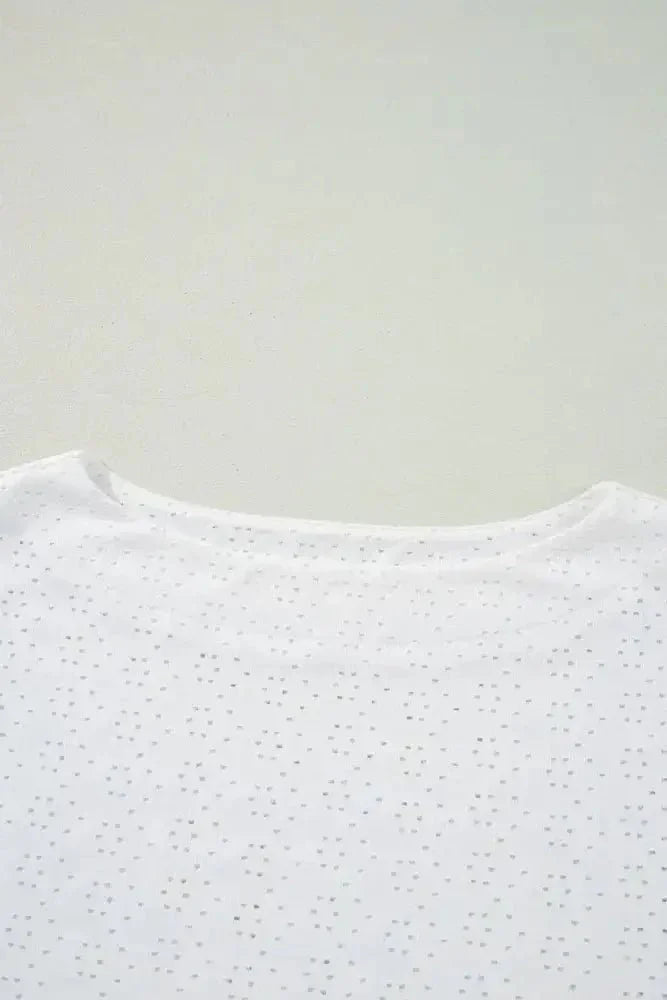 Eyelet Pattern Boat Neck Casual Tee - Update AvenueT-ShirtsTrendsi1001009383093941001009383093948bfbef85 - ce2c - 4f77 - 99a7 - 6f206104c301 - Max - OriginWhite