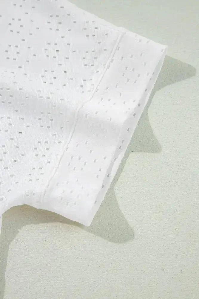 Eyelet Pattern Boat Neck Casual Tee - Update AvenueT-ShirtsTrendsi100100938309394100100938309394af3fd82a - 133e - 42d8 - a5db - 71bbdbd3461d - Max - OriginWhite
