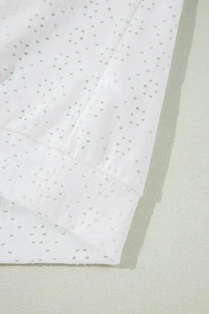 Eyelet Pattern Boat Neck Casual Tee - Update AvenueT-ShirtsTrendsi100100938309394100100938309394933663a4 - 4a92 - 4e9d - a7dd - e82c9b1c30fd - Max - OriginWhite