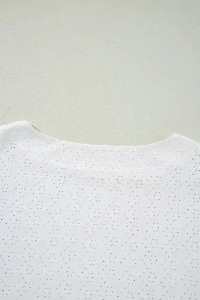Eyelet Pattern Boat Neck Casual Tee - Update AvenueT-ShirtsTrendsi1001009383093941001009383093944d0b624a - 717e - 4b4a - a1dd - 7adcfdac9a0a - Max - OriginWhite
