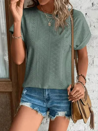Eyelet Round Neck Short Sleeve T-Shirt - Update AvenueT-ShirtsTrendsi1001002939109651001002939109654574cc49 - bb48 - 4e37 - 912b - 1eb84be8cc82 - Max - OriginSage