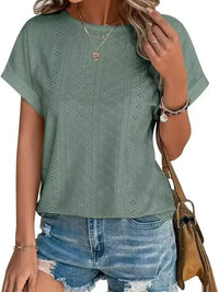 Eyelet Round Neck Short Sleeve T-Shirt - Update AvenueT-ShirtsTrendsi1001002939109651001002939109654eecad81 - fce5 - 414a - 882f - bd9ca28bd564 - Max - OriginSage