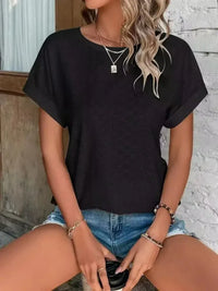 Eyelet Round Neck Short Sleeve T-Shirt - Update AvenueT-ShirtsTrendsi1001002939156011001002939156016ce896ab - 4572 - 4c51 - 9147 - a5fadc7ec2d6 - Max - OriginBlack