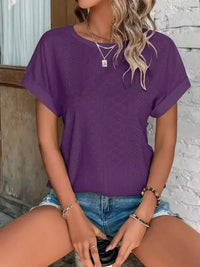 Eyelet Round Neck Short Sleeve T-Shirt - Update AvenueT-ShirtsTrendsi100100293915918100100293915918e388ee3d - 378a - 4c20 - 892f - c08facf0a4b7 - Max - OriginPurple