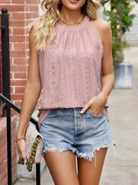 Eyelet Sleeveless Top with Gathered Detail - Update AvenueTanks & CamisTrendsi10010036949100310010036949100366873132 - 560a - 4470 - ab5c - f0b0e00dbcca - Max - OriginBlush Pink